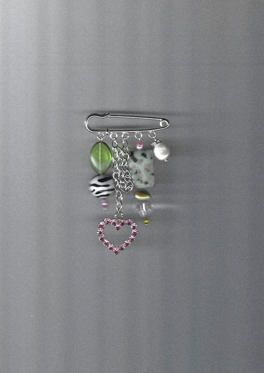 Beaded Pin Brooch – Silver