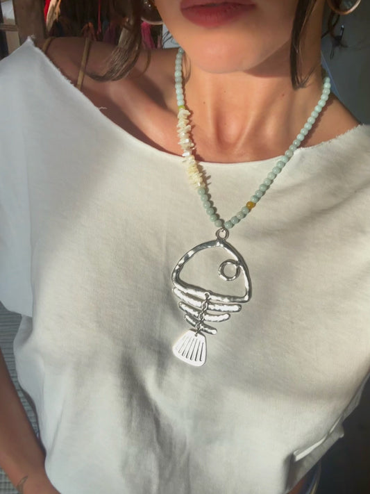 Blue Fish Pendant Necklace
