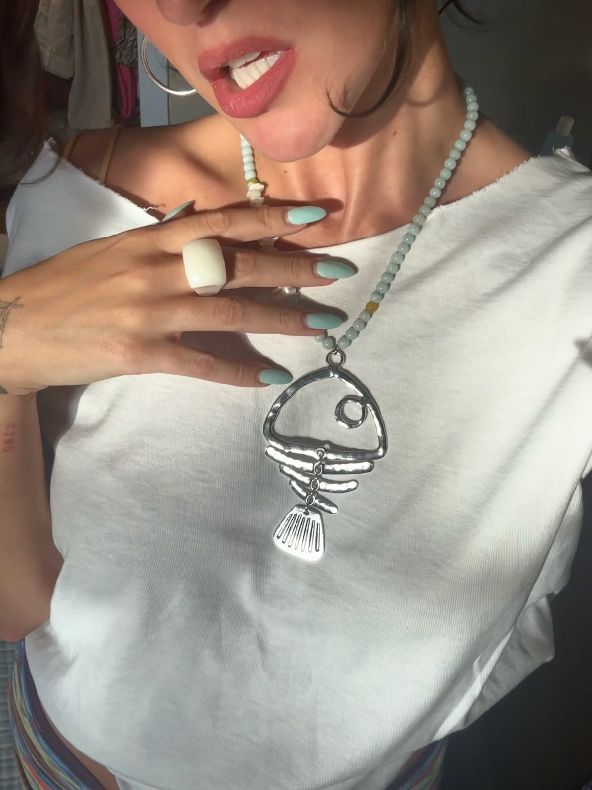 Blue Fish Pendant Necklace