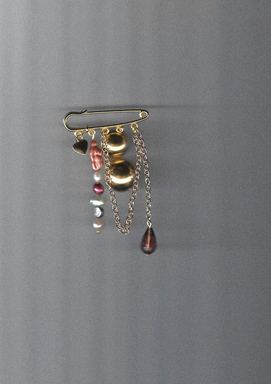 Beaded Pin Brooch – Gold