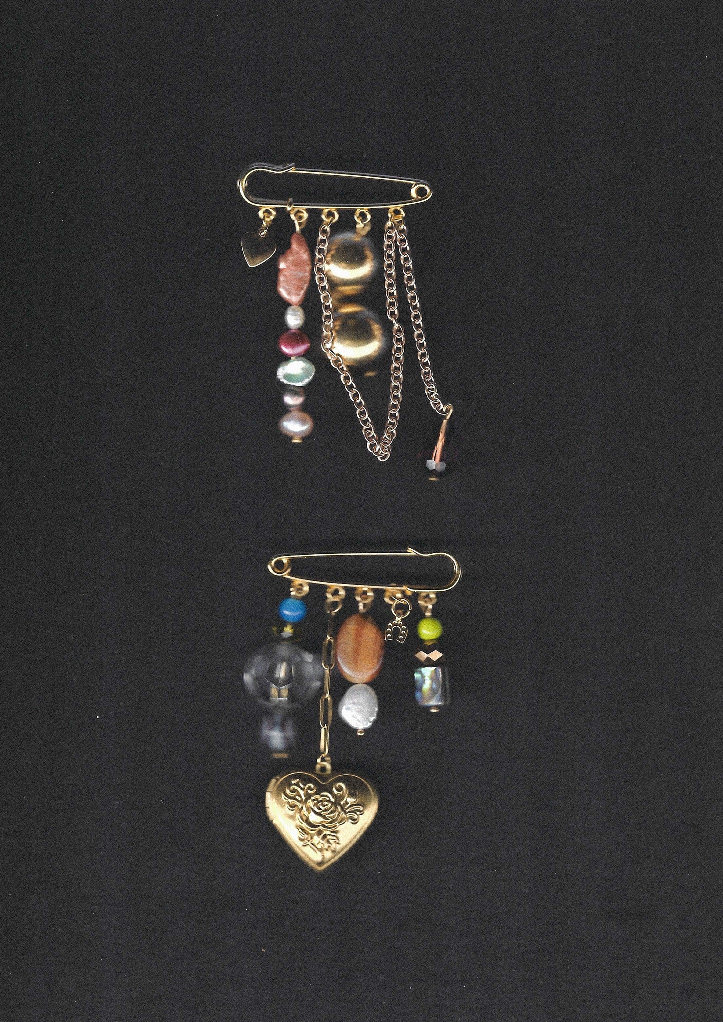 Beaded Pin Brooch – Gold